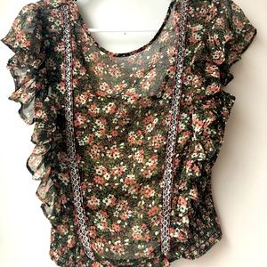 Zara Floral Sheer blouse with beading